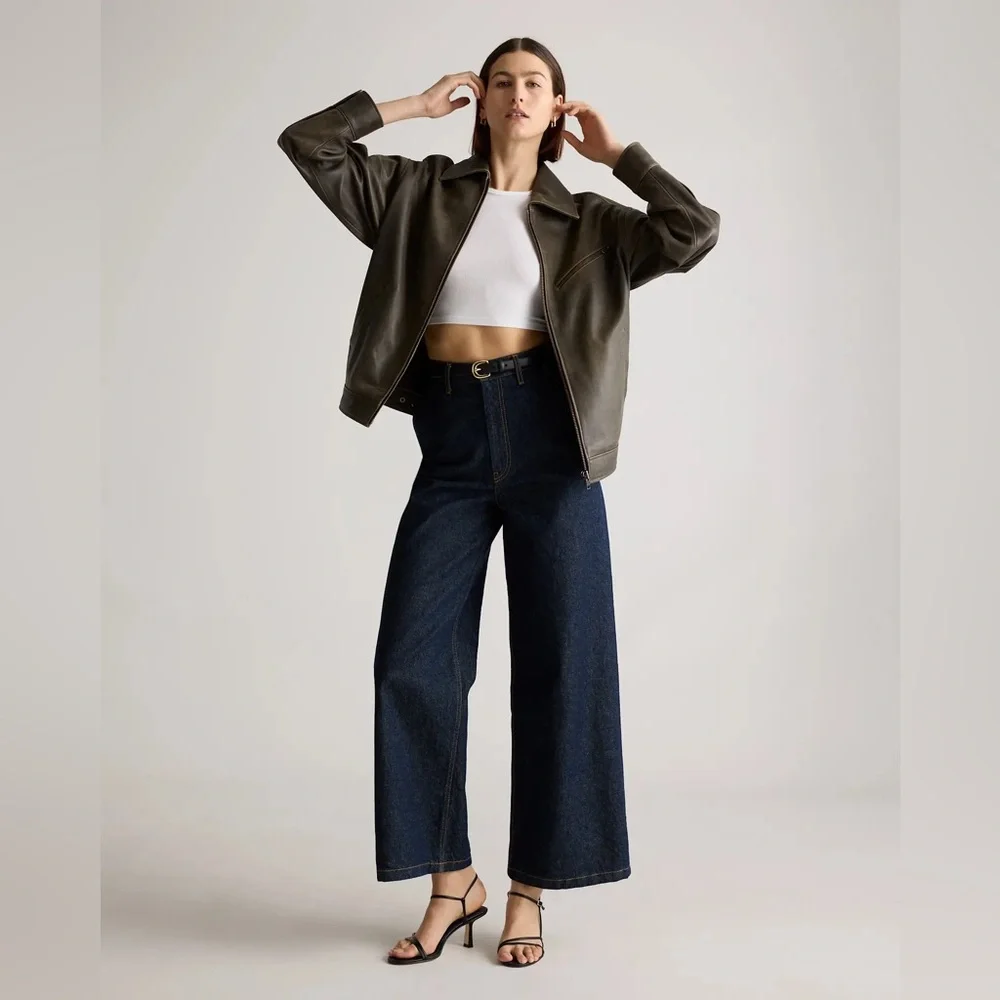 100% Leather Oversized Bomber Jacket - Picture 2 of 6